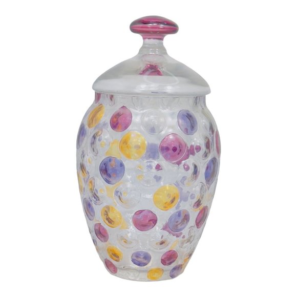 Bohemia Crystal Jar Coin Spot Design With Lid 9" - Picture 4 of 8